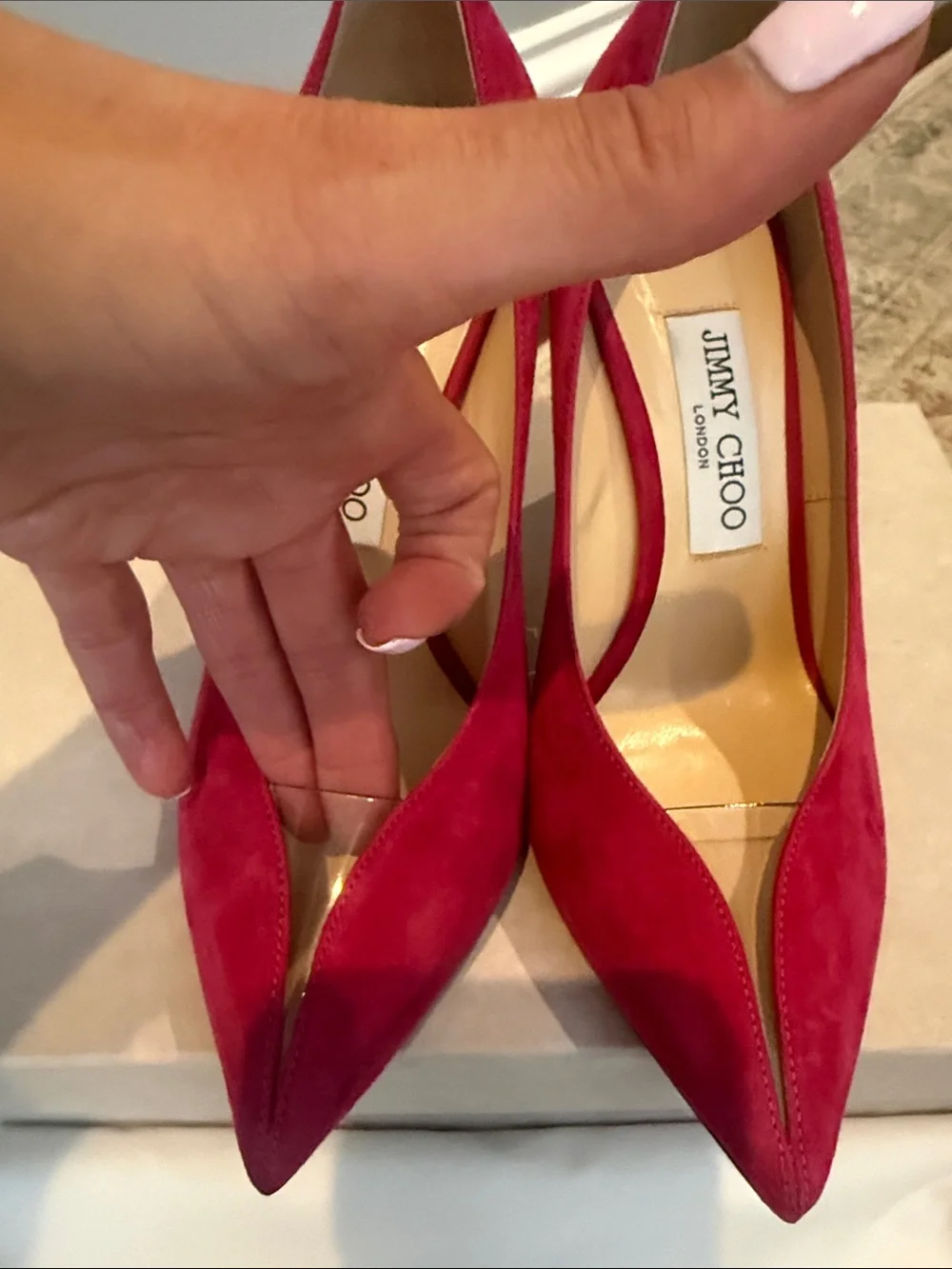 Jimmy Choo Fuchsia Suede Pointed-Toe Stiletto Pumps